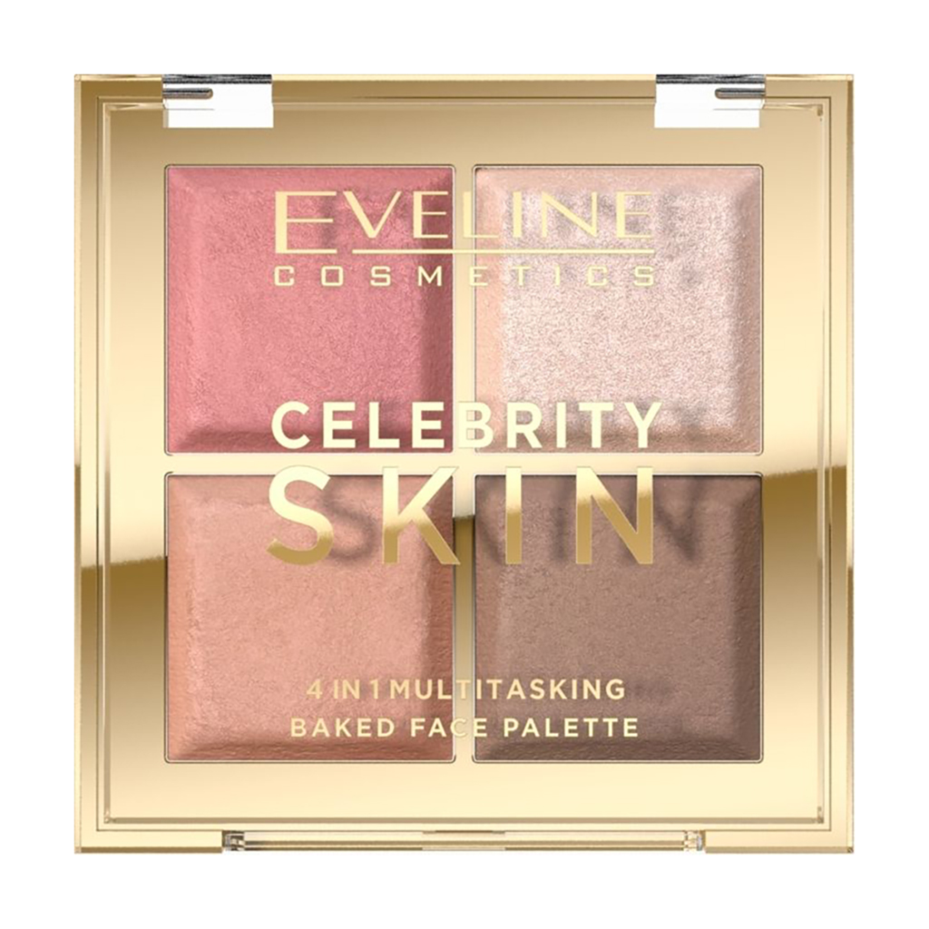 Багатофункціональна палетка для контурингу обличчя Eveline Cosmetics Celebrity Skin 4 In 1 Multitasking Baked Face Palette, 16 г